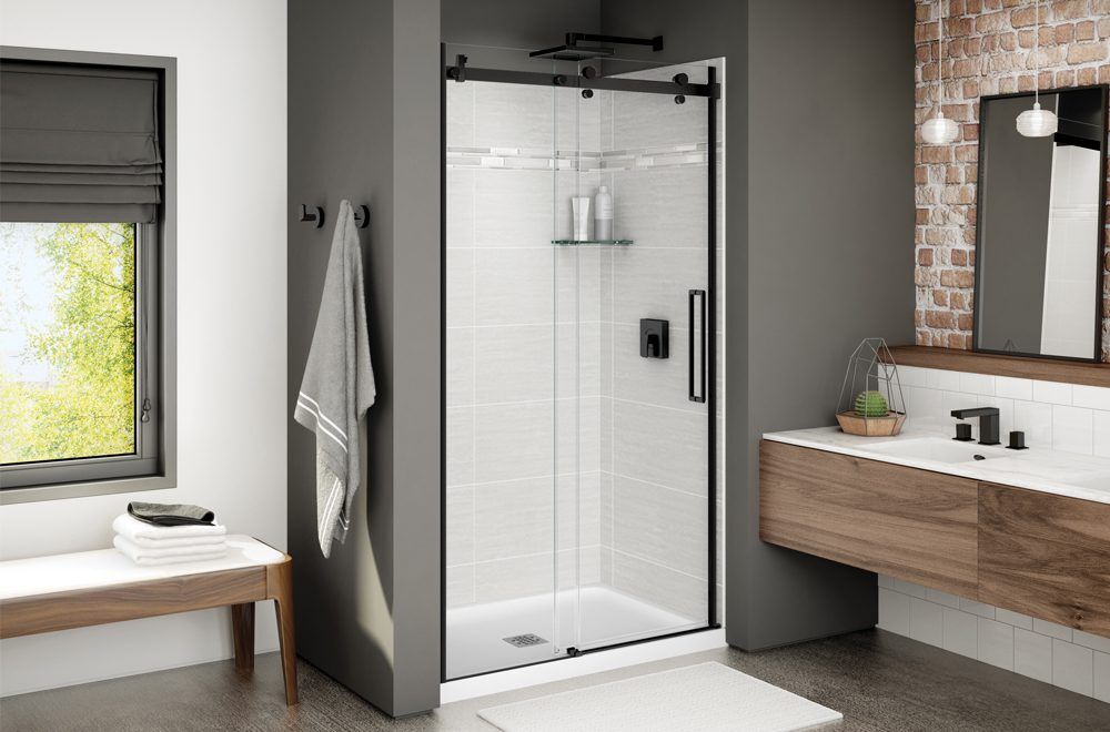 Maax Halo Big Roller SLIDING SHOWER DOOR - 48 matte black (1)