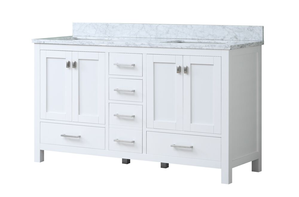 White Shaker 60 inch Vanity 1