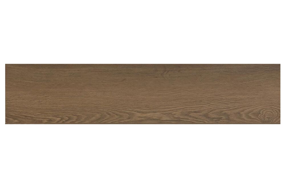 Hydro Xpert Laminate Smoked Wood sample plank in dark brown wood tones.