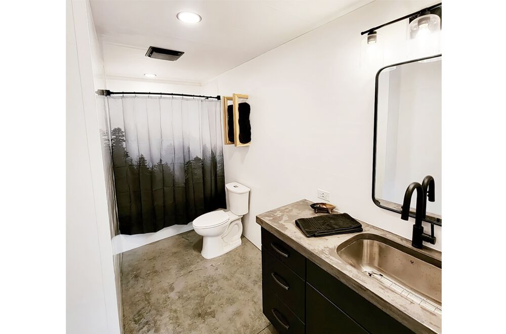 Trusscore wall board and ceiling board in bathroom
